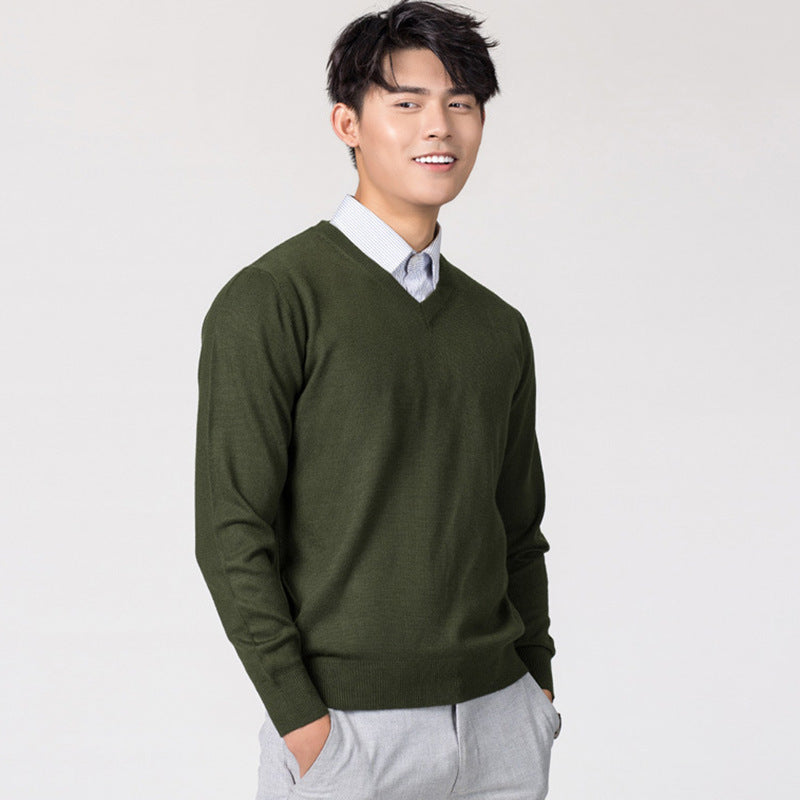 Men's Knitwear Woolen Leisure Pullover Loose Solid Color Sweater