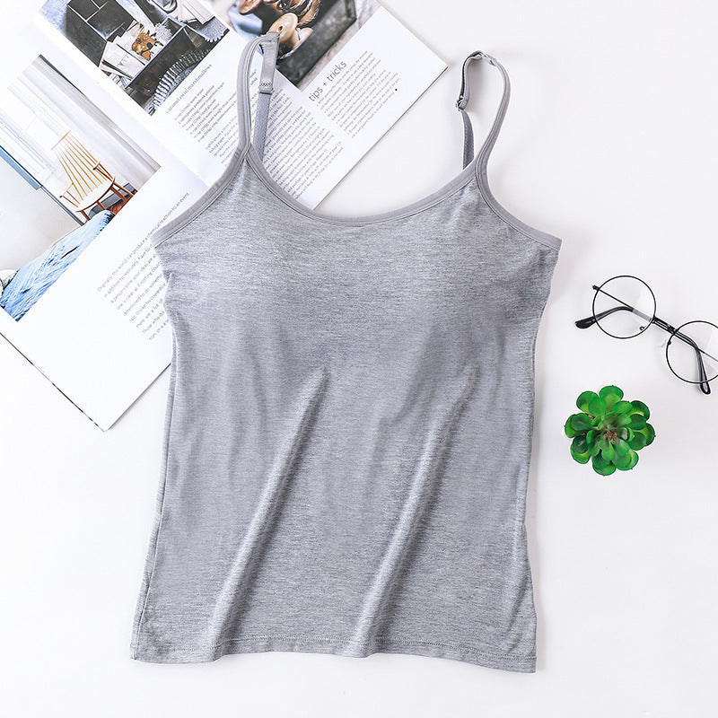 One-piece With Chest Pad Wear-free Bra Wireless Spaghetti-strap Vest Women's Small Underwear Bandeau Base Adjustable Shoulder Strap