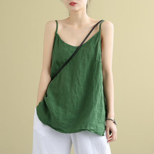 Women's Cotton Linen Literary Casual Loose Thin Camisole Vest