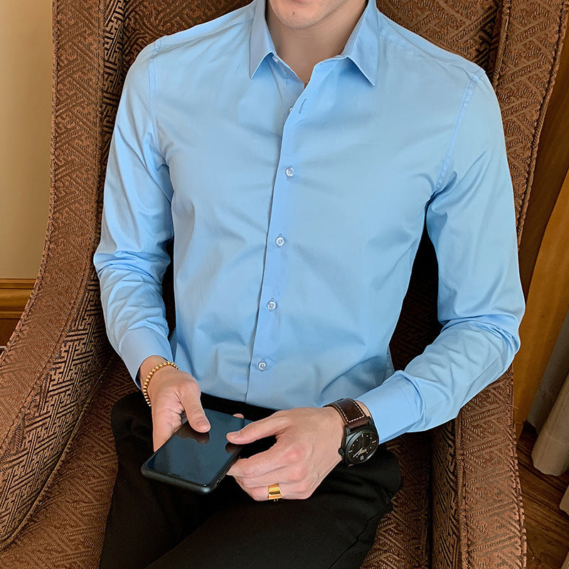 Men's Long Sleeve Shirt Slim Fit Shirt Business Casual White Shirt