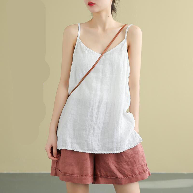 Women's Cotton Linen Literary Casual Loose Thin Camisole Vest