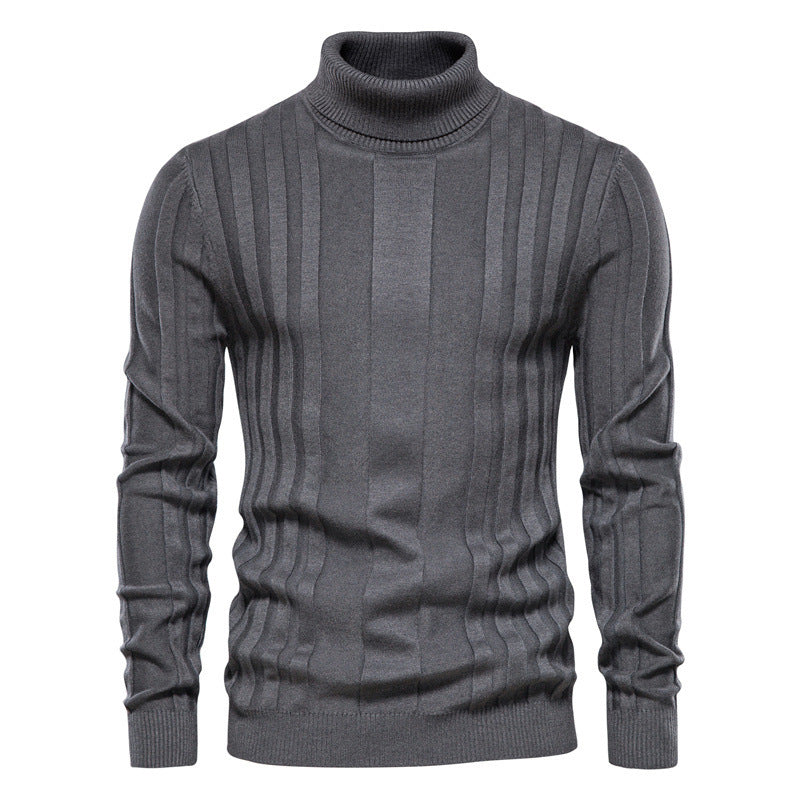 Men's Turtleneck Sweater Casual Knit Solid Color Pullover