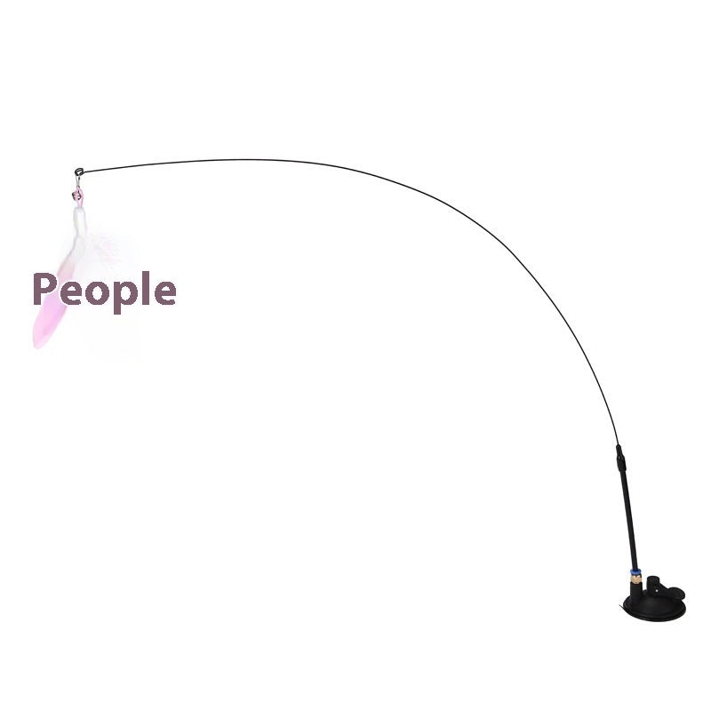 Cat Teaser With Bell Long Brush Holder Suction Cup Self-Hi Bite-resistant Feather