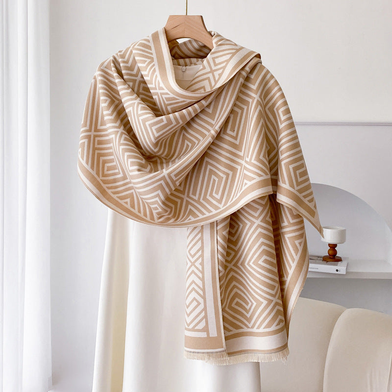 Thickened Warm Office Cloak Nap Wool Blanket Plaid Cloak Dual-use