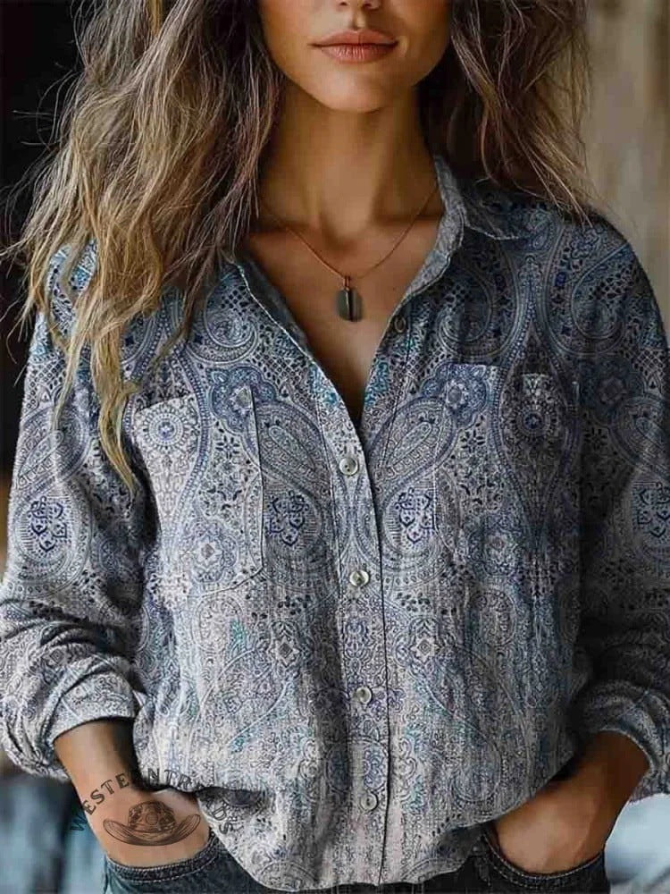 Women's Wear All-matching Printed Casual Lapel Shirt