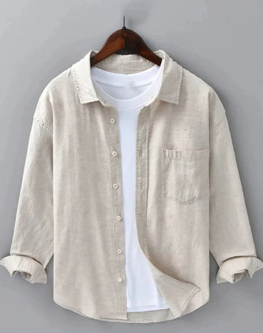 Long Linen Sleeves Casual All-matching Cotton Linen Shirt