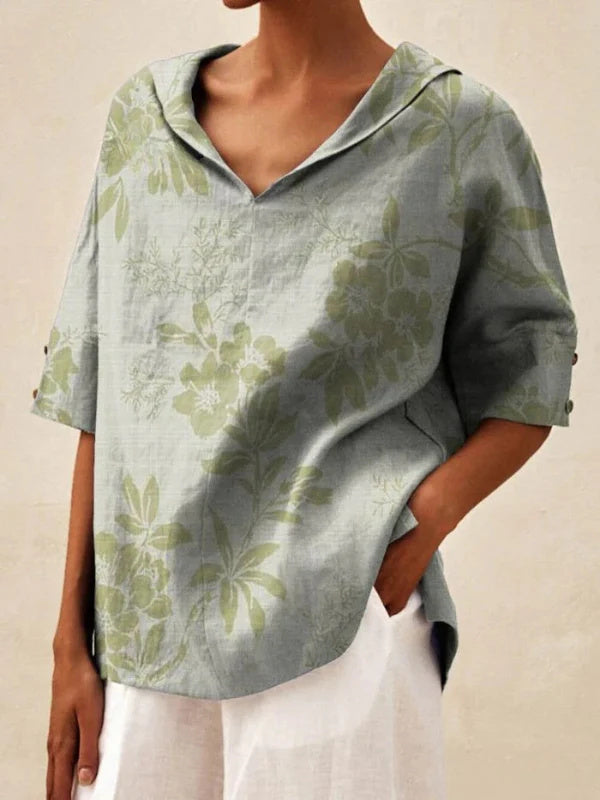 Women's Solid Color Cotton And Linen Loose Shirt
