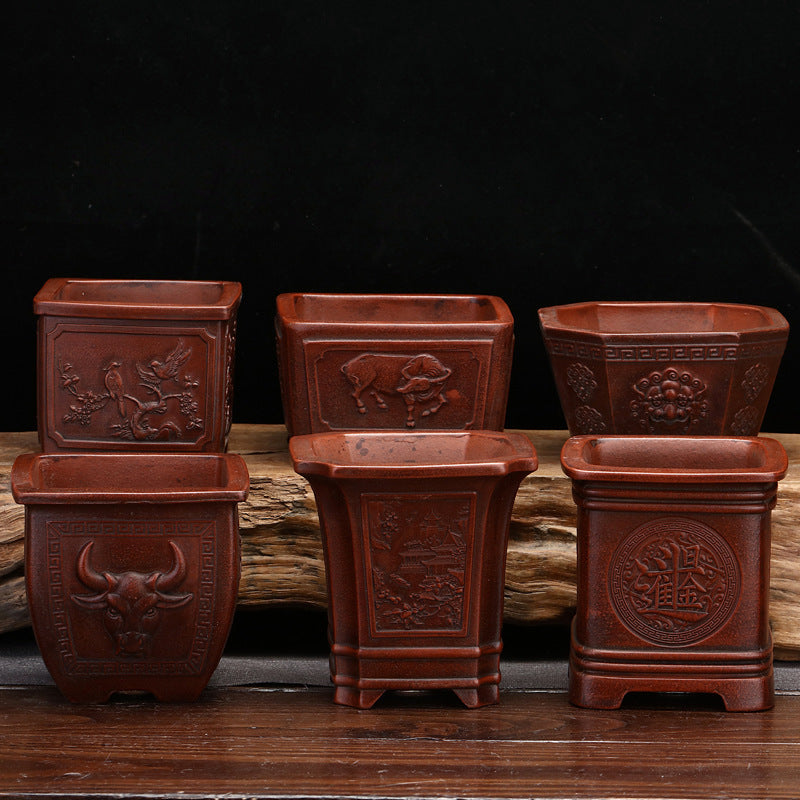 Purple Sand Flowerpot Classical Square Stick Bottle Desktop
