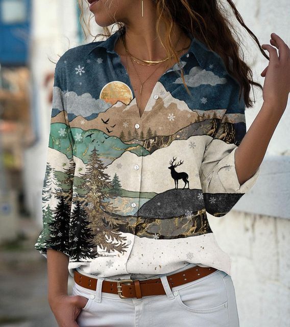 Women's 3D Sequin Gradient Printing Loose Casual Top