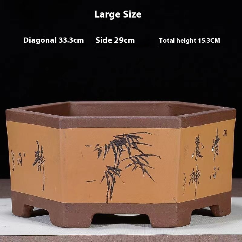 Purple Sand Flowerpot Breathable Bonsai Pot Orchid Pots Banyan Potted Green Radish