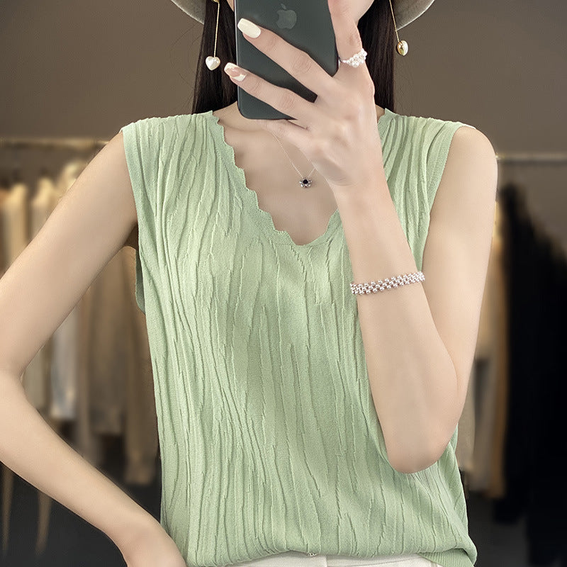 Women's V-neck Ice Silk Camisole Sleeveless Top