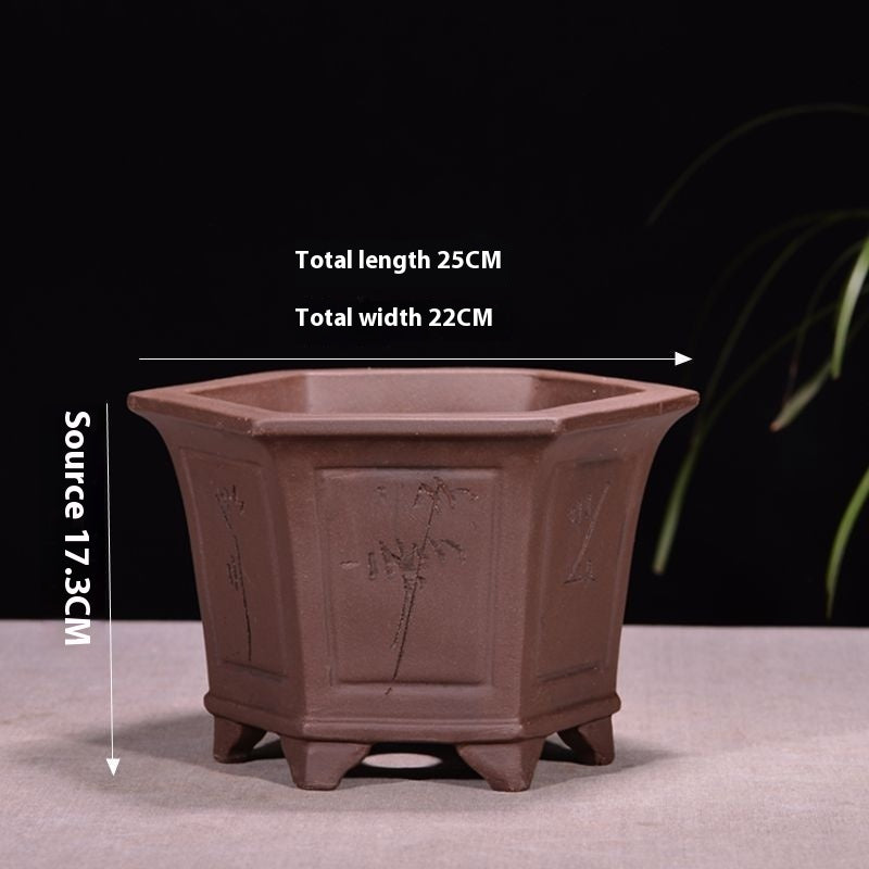 Purple Sand Flowerpot Breathable Bonsai Pot Orchid Pots Banyan Potted Green Radish