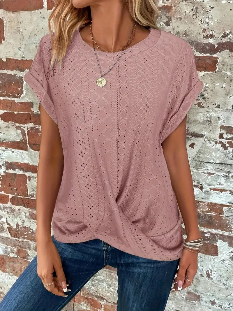 Casual Round Neck Women's Short Sleeved Top