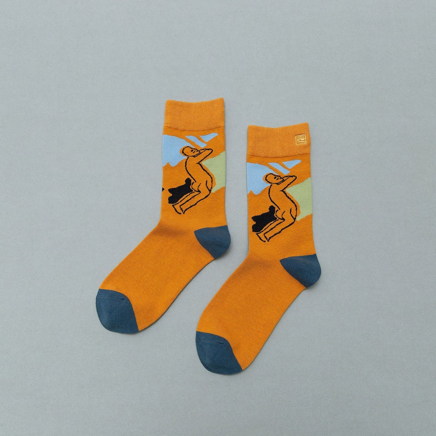 Personality contrast color graffiti character in tube socks Street style fashion cotton socks