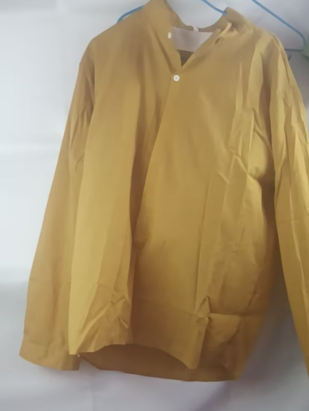 Solid Color Cotton And Linen Men's Long Sleeved Shirt