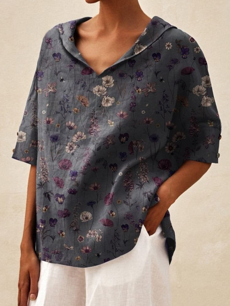 Women's Solid Color Cotton And Linen Loose Shirt