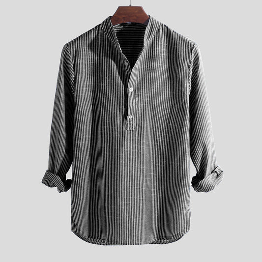 Men's Spring And Autumn Stripe Men's Casual Shirt