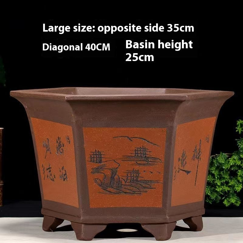 Purple Sand Flowerpot Breathable Bonsai Pot Orchid Pots Banyan Potted Green Radish