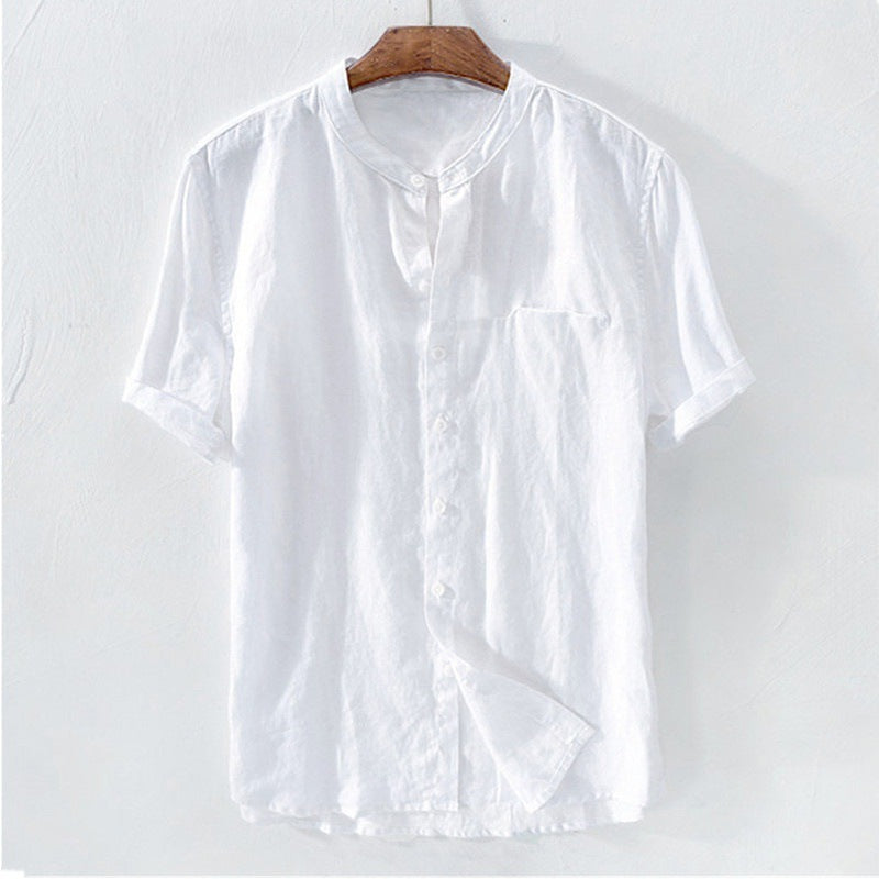 Men's Shirt New Short Sleeve Summer Stand Collar
