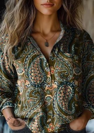 Women's Wear All-matching Printed Casual Lapel Shirt