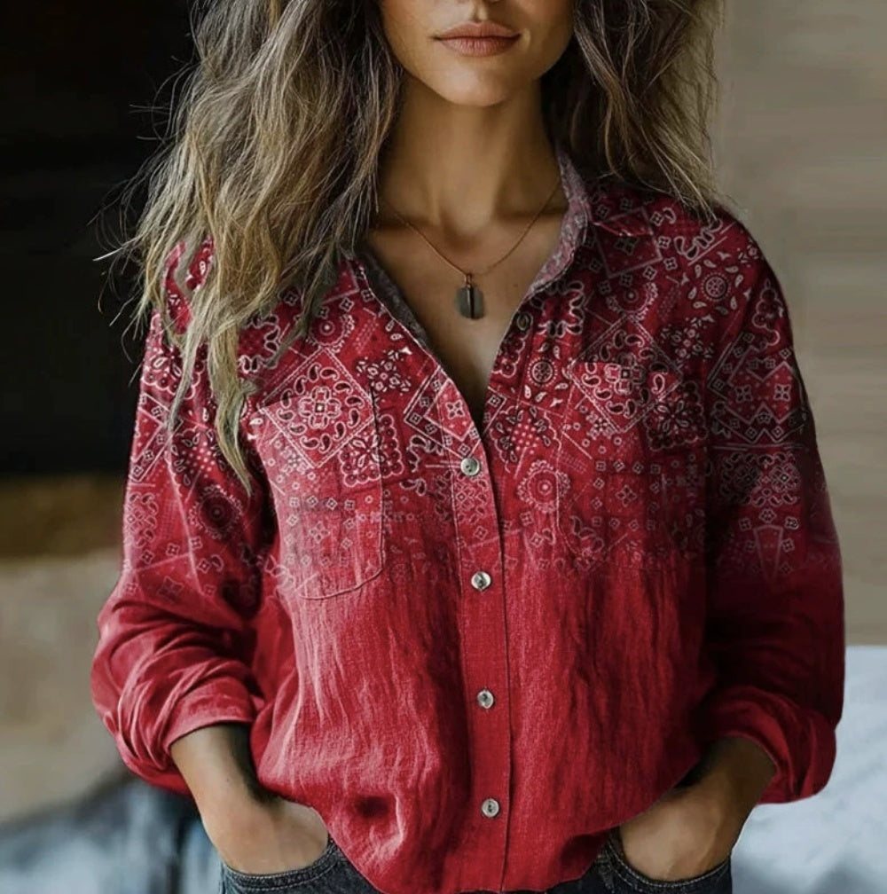 Women's Wear All-matching Printed Casual Lapel Shirt