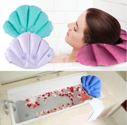 Household inflatable bath pillow with suction cup bath pillow