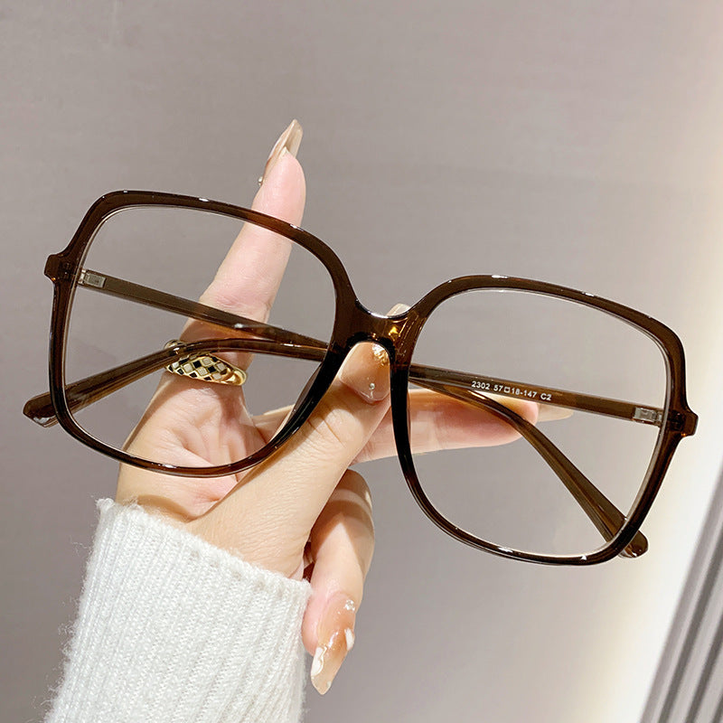 Plain Face Plain Glasses With No Diopters Vintage With Large Rims