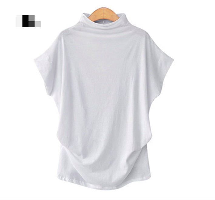 Cross border wish Amazon hot women's loose high neck bottoming shirt printed on cotton
