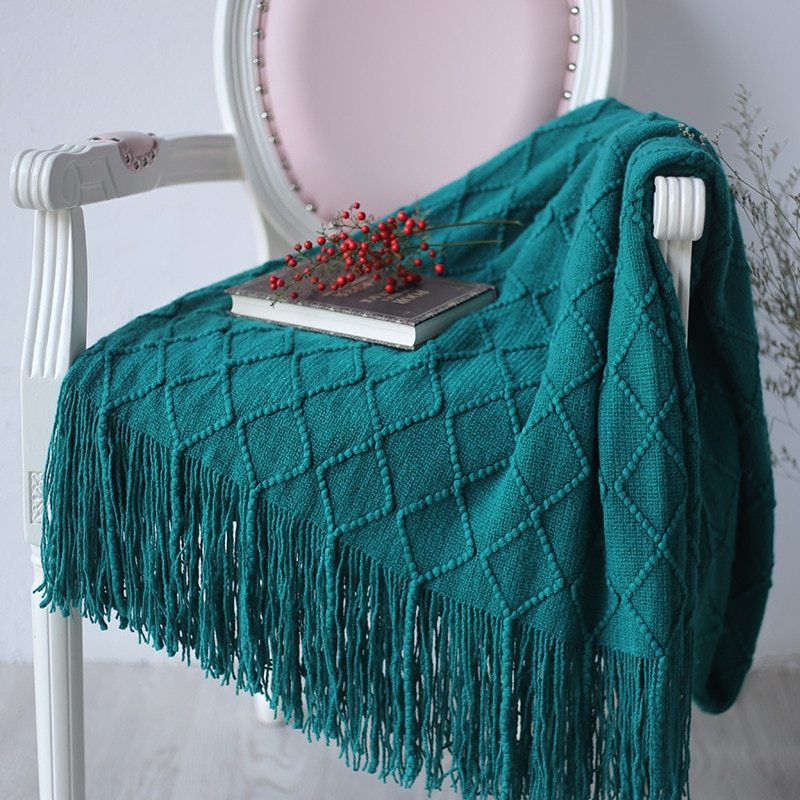 Super soft warm knitted sofa blanket