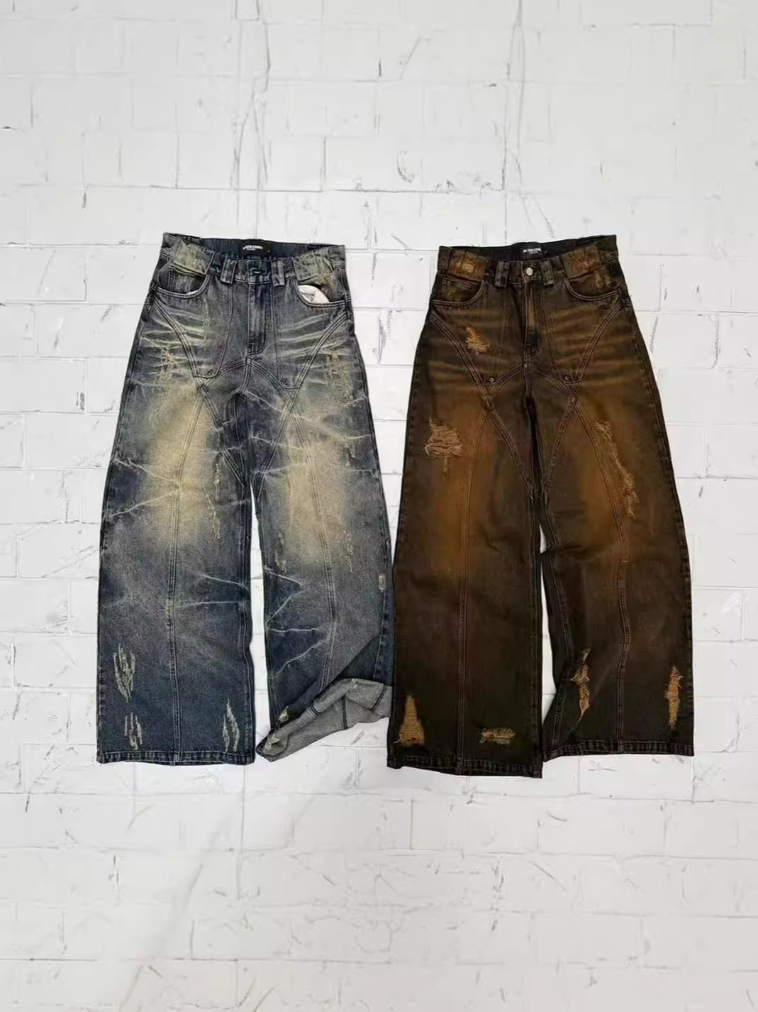 American High Street Straight Yellow Mud Dyed Jeans