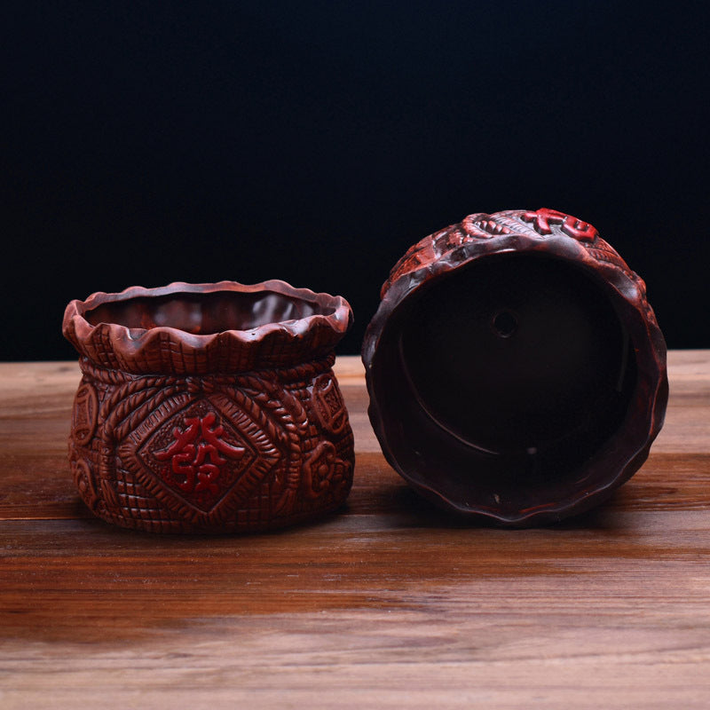 Retro Red Pottery Breathable Succulent Flower Pot