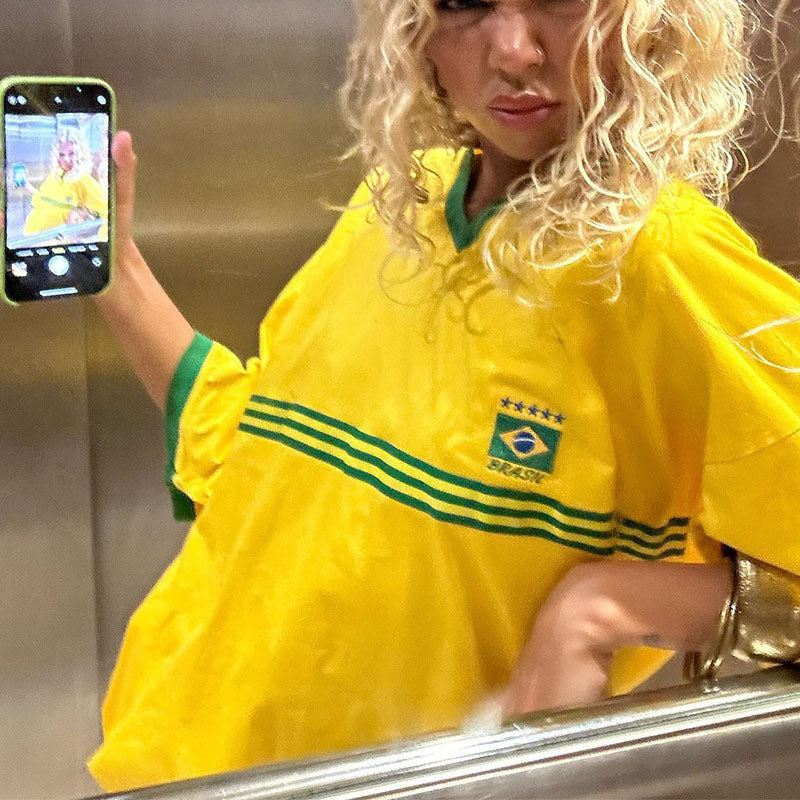 Women's Round Neck Casual Letter Printed Short Sleeved Shirt