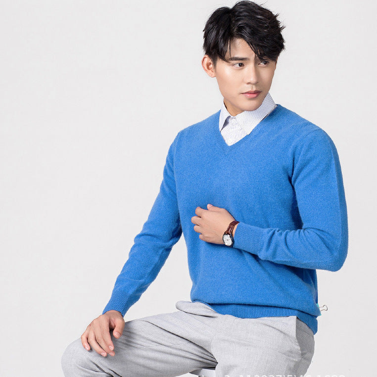 Men's Knitwear Woolen Leisure Pullover Loose Solid Color Sweater