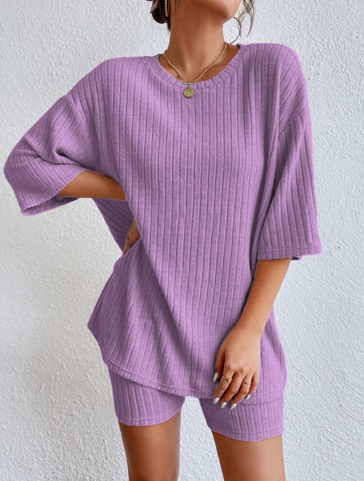 Fashion Casual Solid Color Shorts Suit