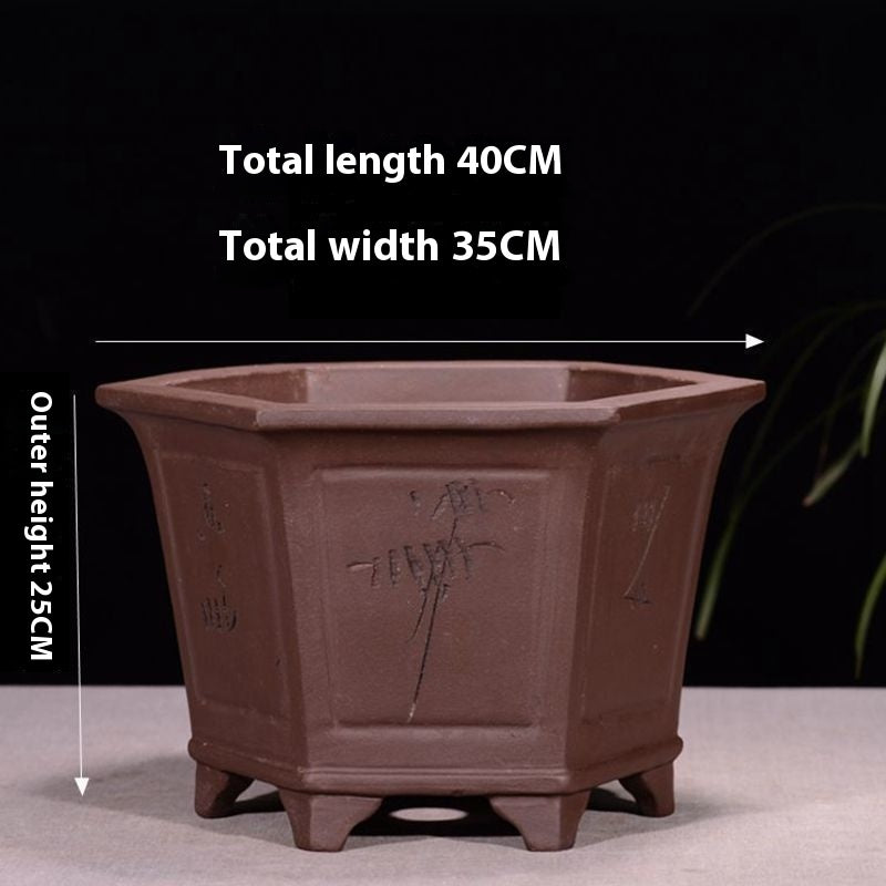 Purple Sand Flowerpot Breathable Bonsai Pot Orchid Pots Banyan Potted Green Radish