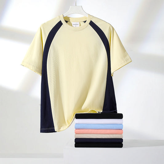 Combed Cotton Double Yarn Drop Shoulder Short Sleeve Matching Couple T-shirt