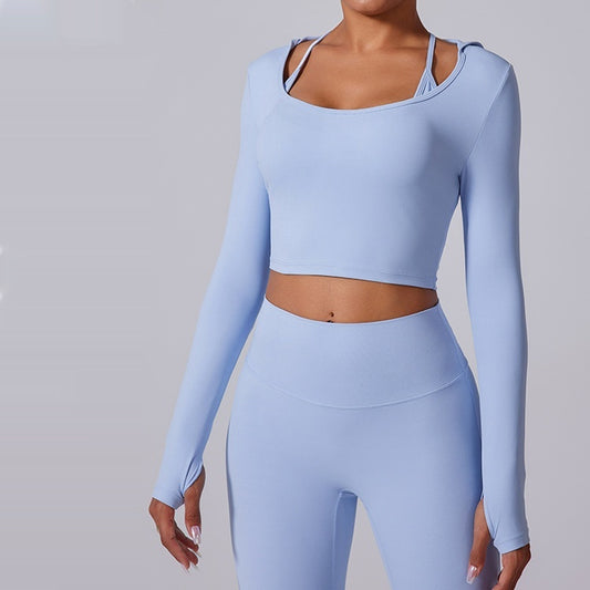 Autumn New Long Sleeve Nude Feel Fabric Sports Top