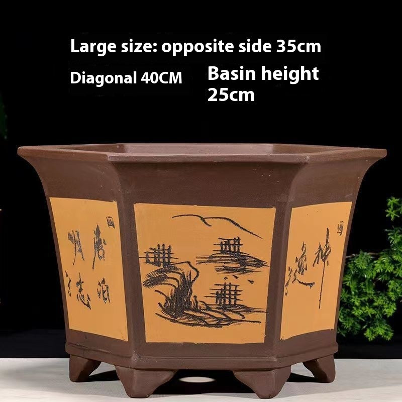 Purple Sand Flowerpot Breathable Bonsai Pot Orchid Pots Banyan Potted Green Radish