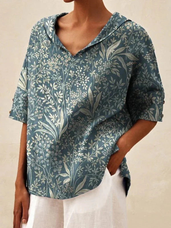 Women's Solid Color Cotton And Linen Loose Shirt
