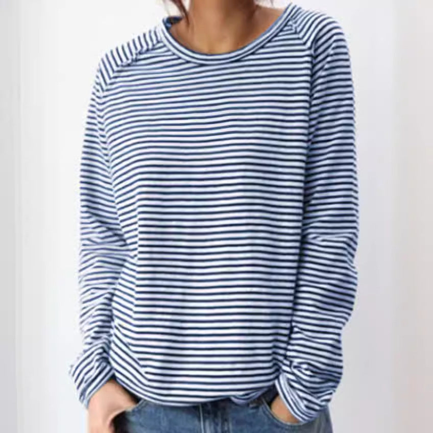 Striped Loose Bat Sleeve Women's Top