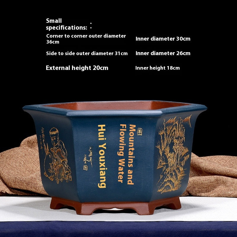 Purple Sand Flowerpot Breathable Bonsai Pot Orchid Pots Banyan Potted Green Radish