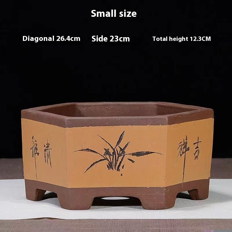 Purple Sand Flowerpot Breathable Bonsai Pot Orchid Pots Banyan Potted Green Radish