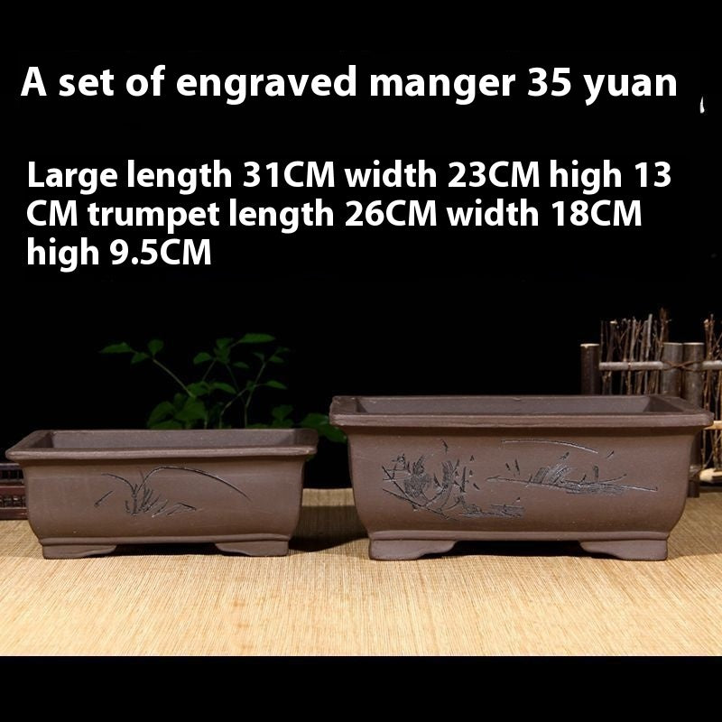 Purple Sand Flowerpot Breathable Bonsai Pot Orchid Pots Banyan Potted Green Radish