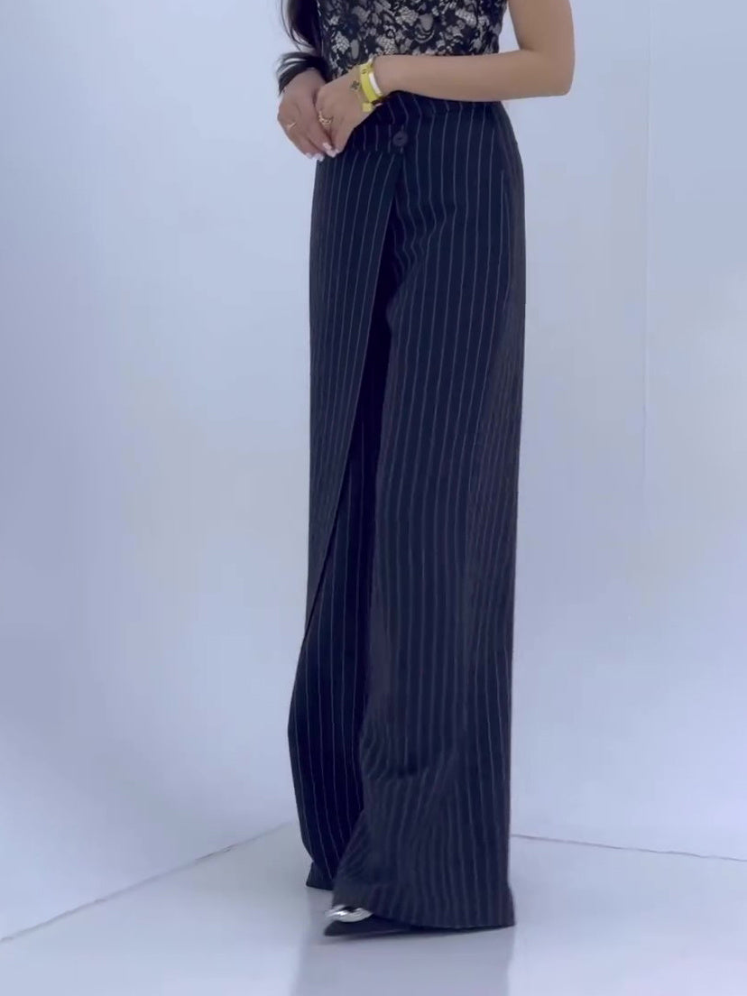 High-waisted Striped Wide-leg Pants