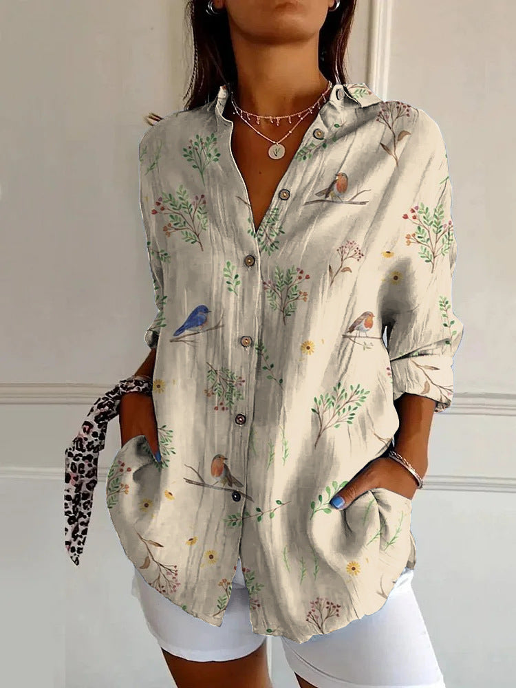 Women's Long Shirt Half Sleeve Floral Print