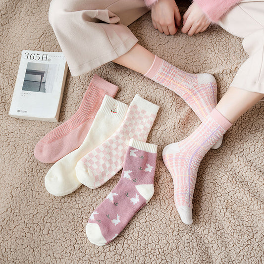 Sweet Lady Towel Bottom Mid-calf Socks