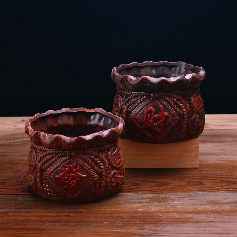 Retro Red Pottery Breathable Succulent Flower Pot