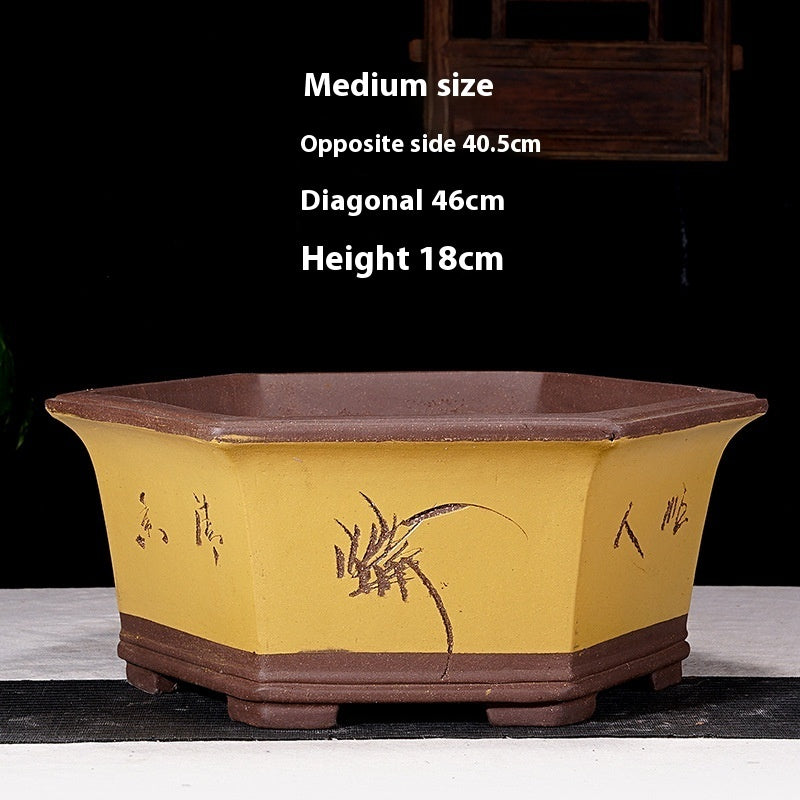 Purple Sand Flowerpot Breathable Bonsai Pot Orchid Pots Banyan Potted Green Radish