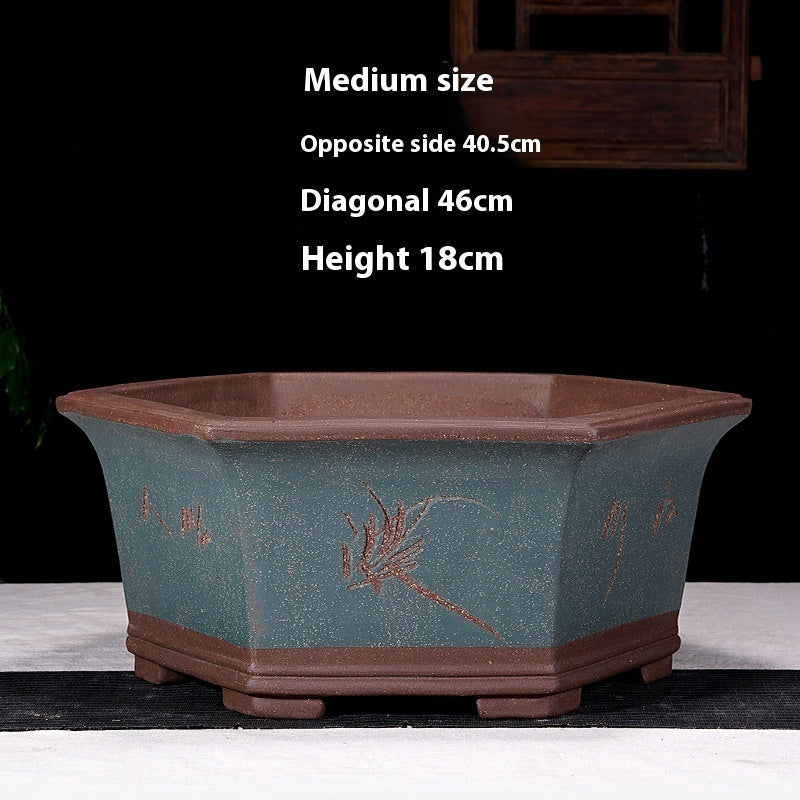 Purple Sand Flowerpot Breathable Bonsai Pot Orchid Pots Banyan Potted Green Radish