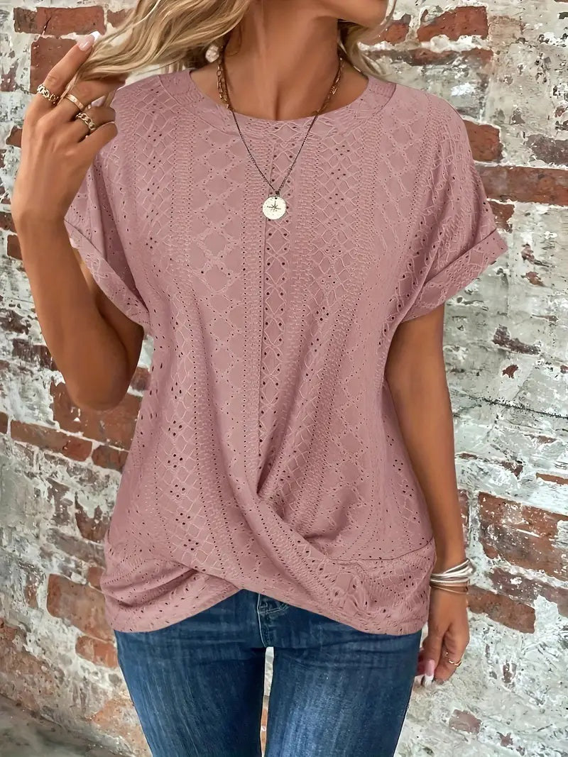Casual Round Neck Women's Short Sleeved Top